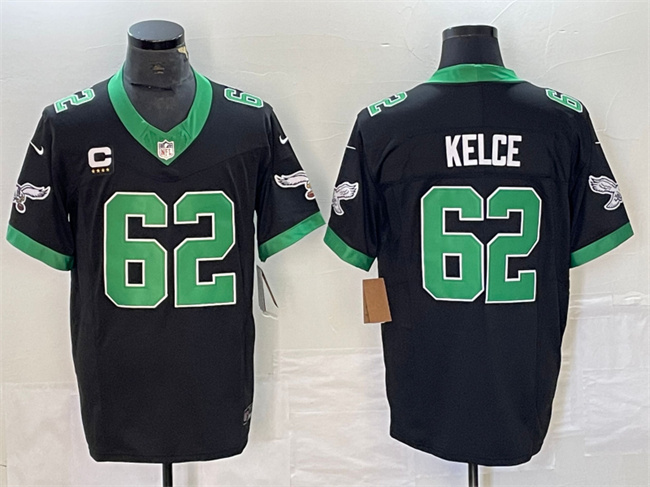 Men's Philadelphia Eagles #62 Jason Kelce Black 2023 F.U.S.E. With 4-Star C Patch Vapor Untouchable Limited Stitched Football Jersey Men's Philadelphia Eagles #62 Jason Kelce Black 2023 F.U.S.E. With 4-Star C Patch Vapor Untouchable Limited Stitched Football Jersey